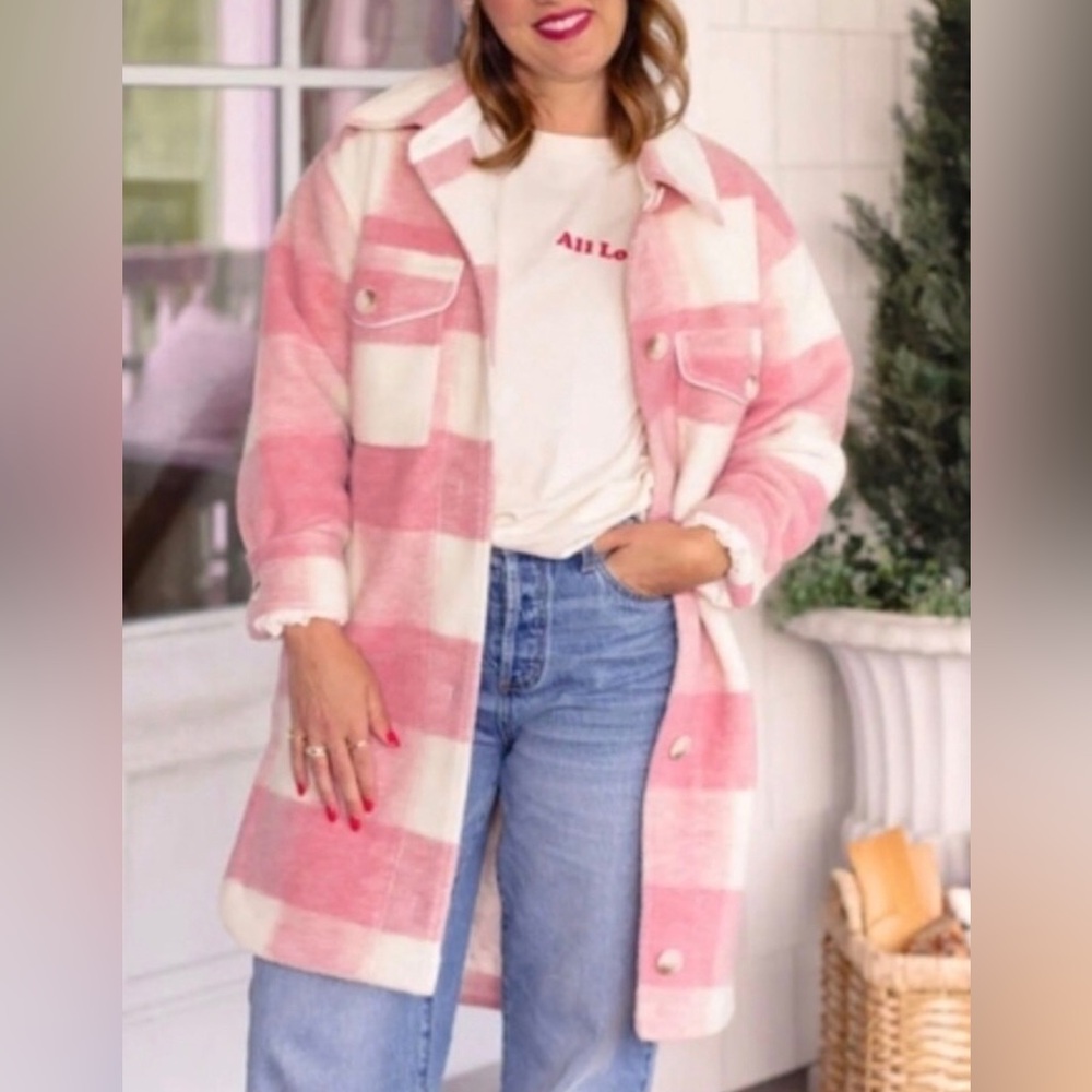 Jillian Harris x Joe Fresh Buffalo Check Plaid Button-Down Shacket Coat Size XL